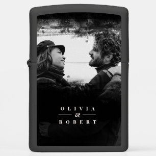 Custom Couple Photo Stylish Black Abstract Zippo Lighter