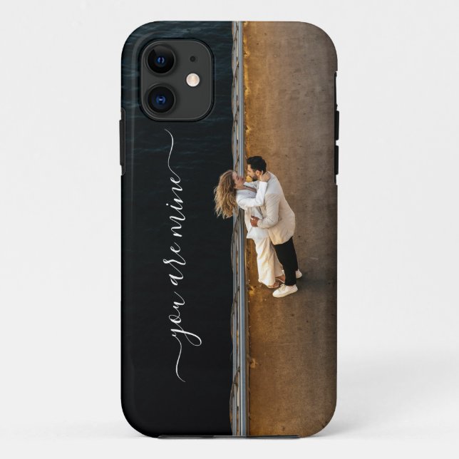 Custom Couple Photo Text iPhone Case (Back)
