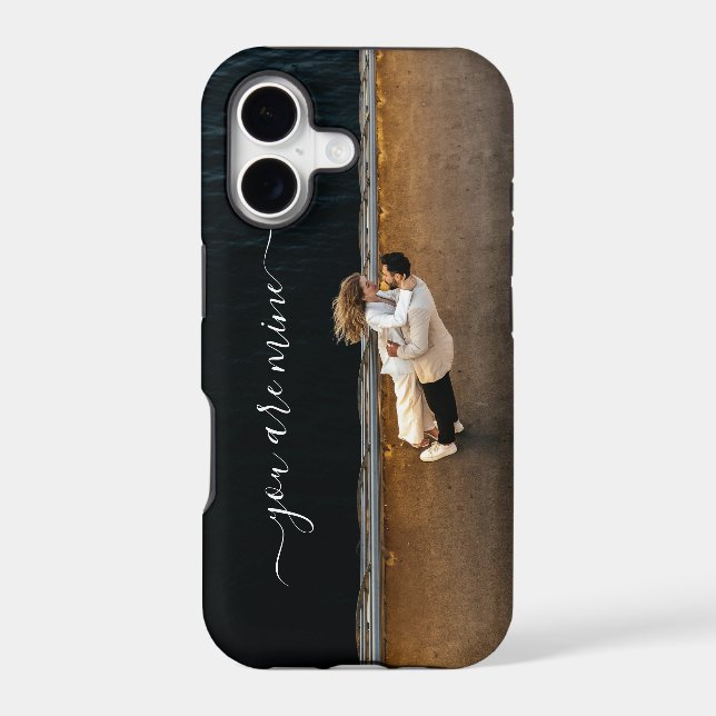 Custom Couple Photo Text iPhone Case (Back)