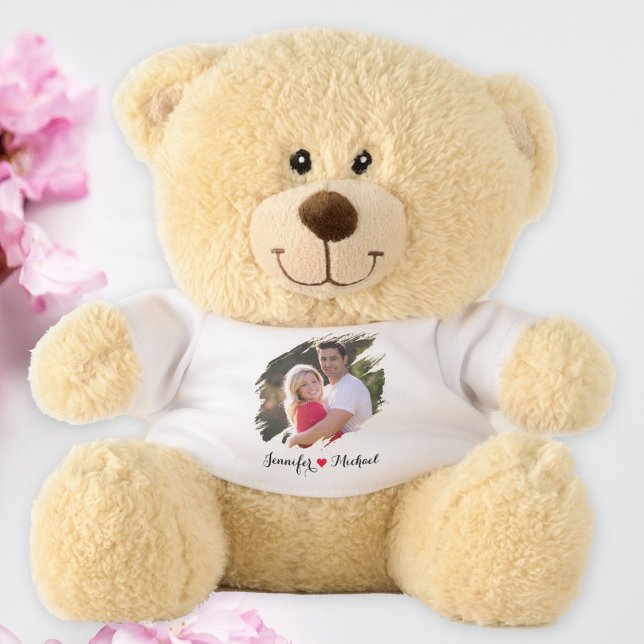 Custom Couple Photo Text Personalized Cute Soft Teddy Bear (Custom Couple Photo Text Personalized Cute Soft Teddy Bear)