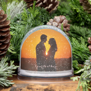 Custom couple photo text  snow globe