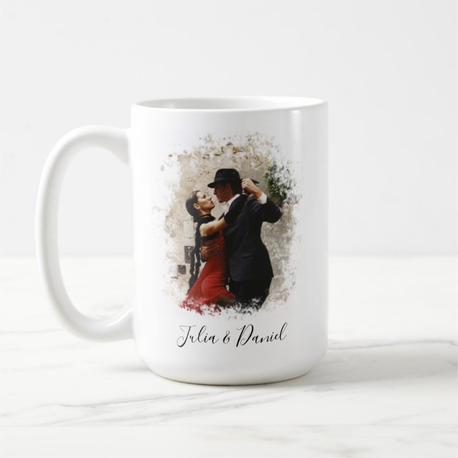 Custom Couple Photo Valentine's Day 15 oz Coffee Mug (Left)