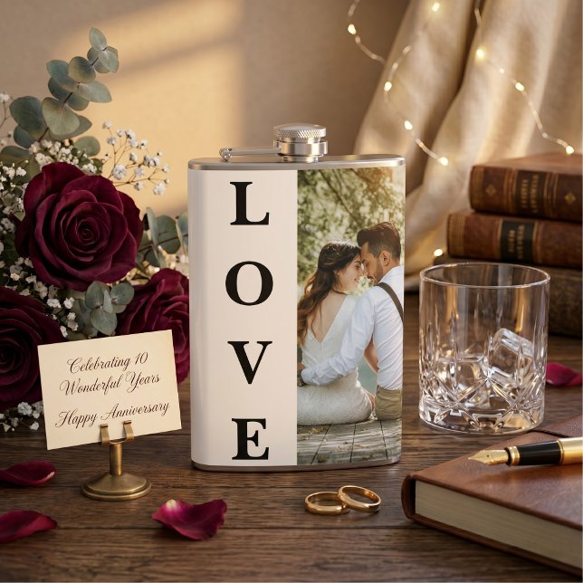 Custom Couple Photo Wedding Anniversary Gift Flask (Creator Uploaded)