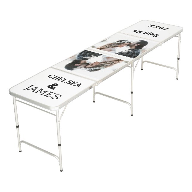 Custom Couple Photo Wedding Party Game  Beer Pong Table (Angled)