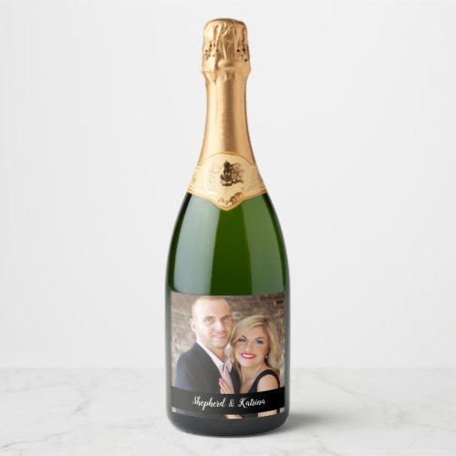 Custom Couple Photo Wedding Sparkling Wine Label