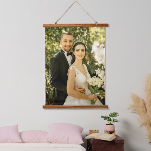Custom Couple Photo Wood Topped Wall Tapestry