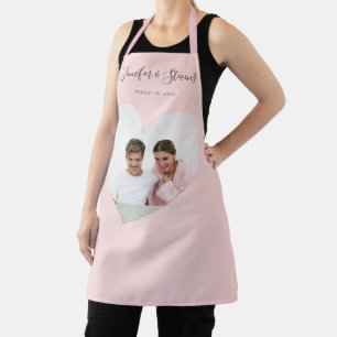 Custom Couple PhotoHeart Blush Pink Anniversary Apron