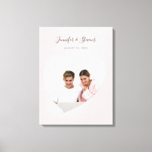 Custom Couple PhotoHeart Blush Pink Anniversary Canvas Print