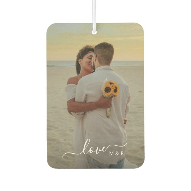 Custom Couple Pictures And Simple Love Quote Text Air Freshener (Front)