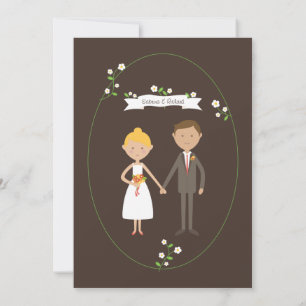 Custom Couple Portrait (Blonde & Brunette) Wedding Invitation
