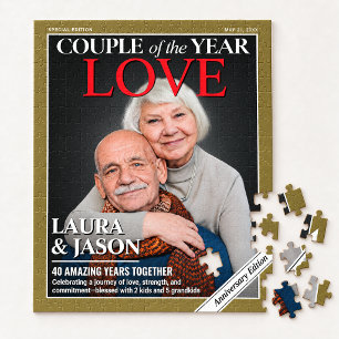 Custom Couple Puzzle, Custom Anniversary Magazine Jigsaw Puzzle