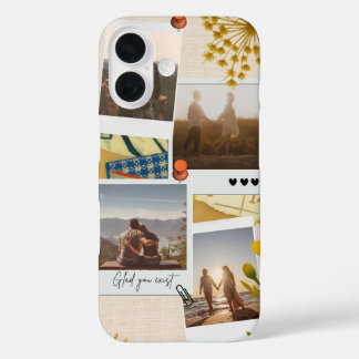 Custom Couple’s Photo Collage| 'Glad you exist| iPhone 16 Case