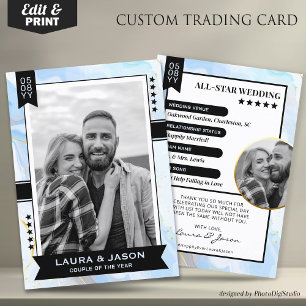 Custom Couple Trading Card, Blue Wedding Keepsake Calling Card