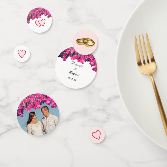 Custom Couple Tropical Floral Wedding Confetti (Group)