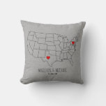 Custom Couple Usa State Heart Map Names &amp; Date Throw Pillow at Zazzle