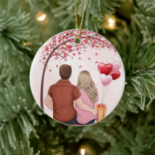 Custom Couple Valentine's Day Ceramic Ornament