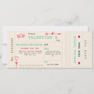 Custom Couple Valentine's Day Vintage Coupon Holiday Card