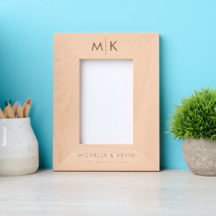 Custom Couple Wedding Modern Monogram Initials Engraved Frames