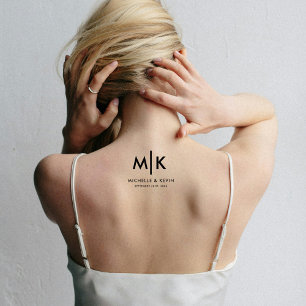 Custom Couple Wedding Modern Monogram Initials Temporary Tattoos