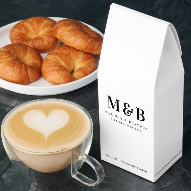 Custom Couple Wedding Monogram Initials Favor Roasted Coffee (Breakfast)