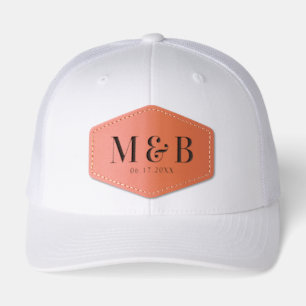 Custom Couple Wedding Monogram Initials Leather Patch Hat