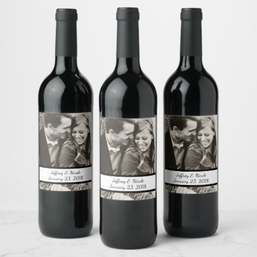 Custom Couple Wedding Photo Gift Personalized Wine Label