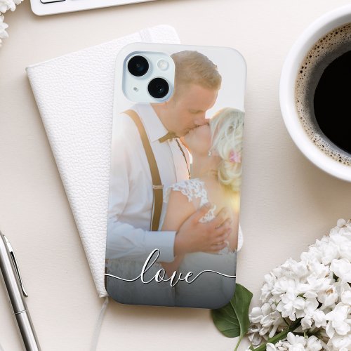 Custom Couple Wedding Photo Love Script iPhone 15 Plus Case