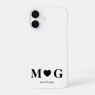 Custom Couples Monogram Heart Mark iPhone 16 Case