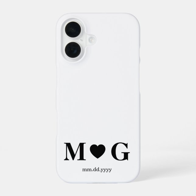 Custom Couples Monogram Heart Mark iPhone Case (Back)