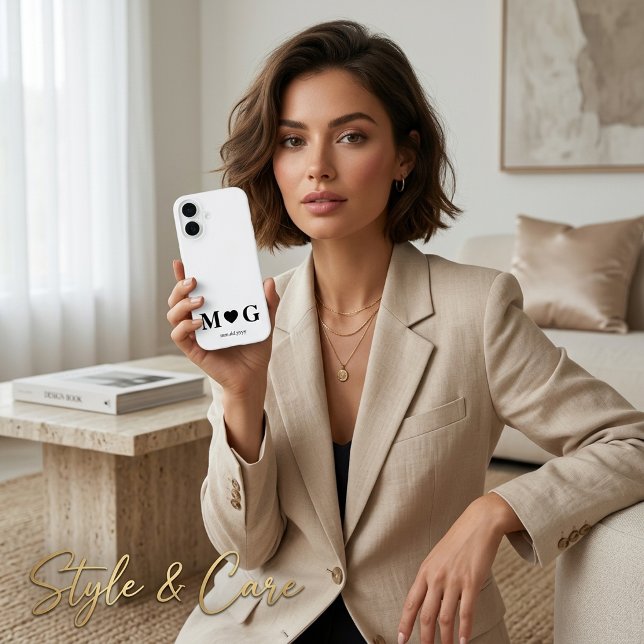 Custom Couples Monogram Heart Mark Iphone Case (Custom Couples Monogram Heart Mark iPhone 16 Case)