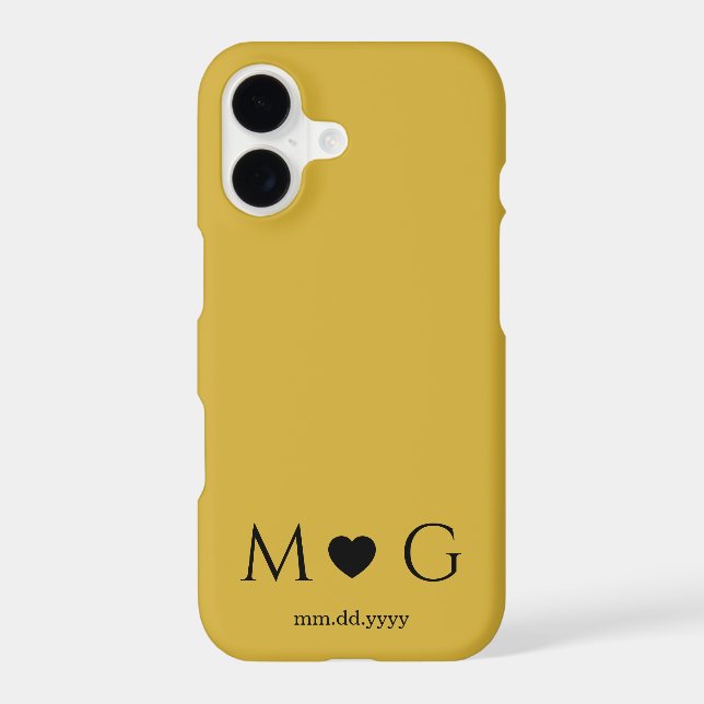 Custom Couples Monogram Heart Mark M Gold iPhone Case (Back)