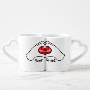 Custom Couples Mug – Half Heart Hands Design