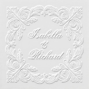 Custom Couple's Names Circular Floral Wedding Gift Embosser