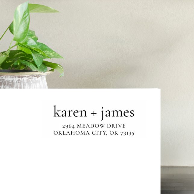 Custom Couple's Names With Plus Return Address Rubber Stamp (Creator Uploaded)