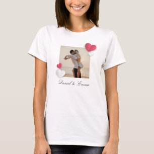 Custom Couples Photo Name Text Personalized T-Shirt