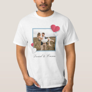 Custom Couples Photo Name Text Personalized  T-Shirt