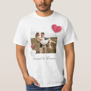 Custom Couples Photo Name Text Personalized  T-Shirt