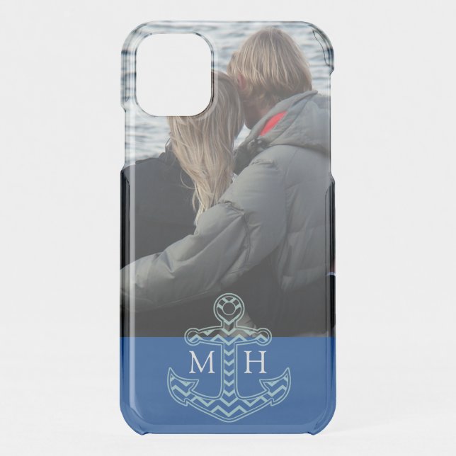 Custom Couples Photo Nautical Anchor Initials Uncommon iPhone Case (Back)