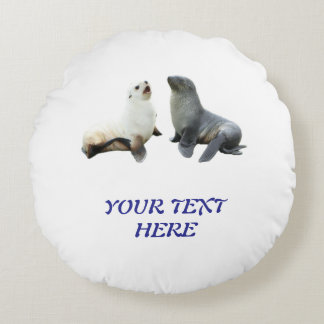 Custom Couples Photo Text T-Shirt Template Round Pillow