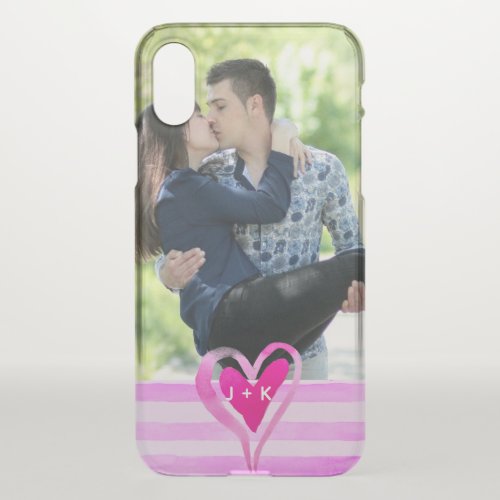 Custom Couples Photo Watercolor Heart iPhone X Case