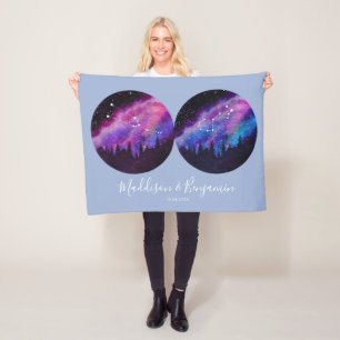 Custom Couples Zodiac Gifts Any Horoscope Fleece Blanket