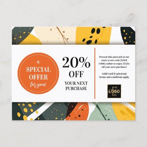 Custom Coupon Discount Modern Abstract Pattern  Postcard