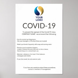 Custom Covid-19 Company Logo Safety Information Poster