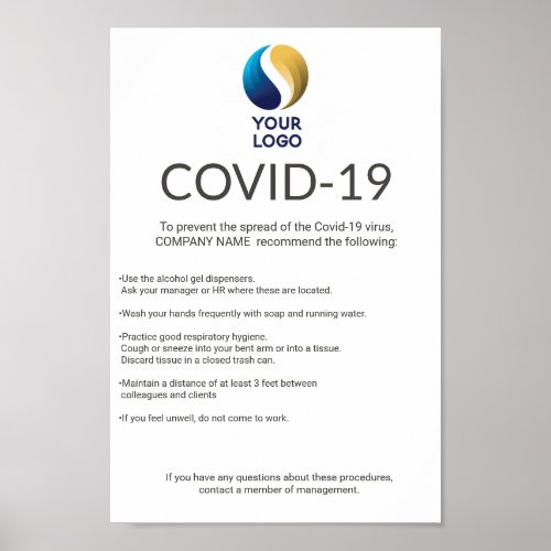 Custom Covid_19 Company Logo Safety Information Poster