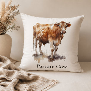 Custom Cow Farmhouse Cottage Accent Throw Pillow