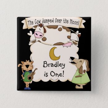 Custom Cow Jumped Over The Moon Button by kids_birthdays at Zazzle