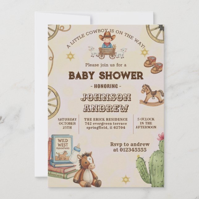 Custom CowBoy Baby Shower party Invitation (Front)