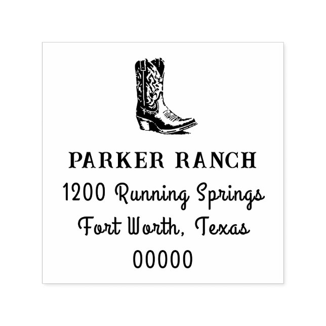 Custom Cowboy Boot Western Return Address Self-inking Stamp (Design)