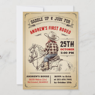 Custom Cowboy Country 1st Rodeo Wild West birthday Invitation