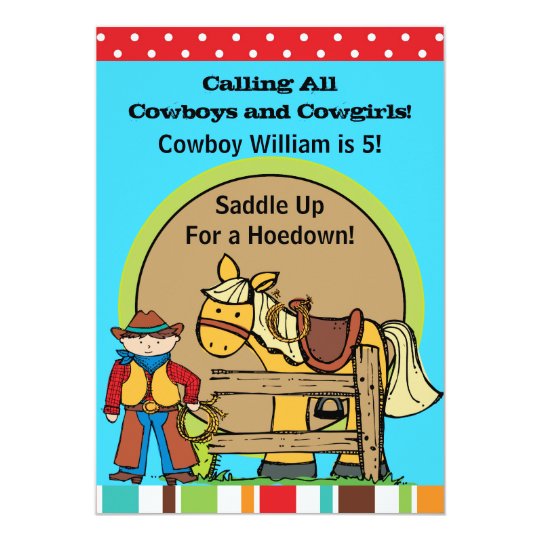 custom cowboy hoedown western birthday invitation zazzle com